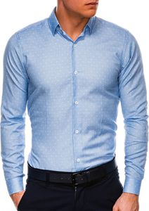 Ombre Koszula męska elegancka z długim rękawem K528 - błękitna L 1