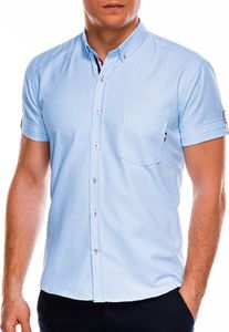 Ombre Koszula męska z krótkim rękawem K489 - błękitna S 1