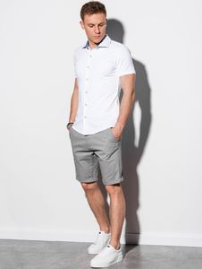 Ombre Koszula męska z krótkim rękawem K541 - biała XL 1