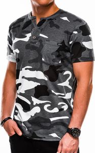 Ombre T-shirt męski z nadrukiem S1040 - czarny/szary S 1