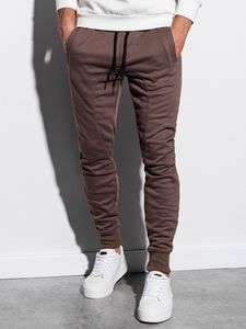 Ombre Spodnie męskie dresowe P867 - brązowe L 1