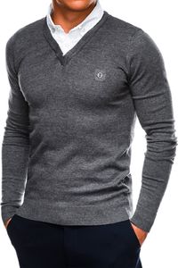 Ombre Sweter męski E120 - grafitowy/melanżowy L 1