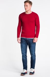 Ombre Sweter męski E121 - czerwony L 1