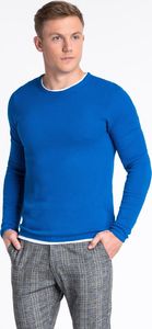 Ombre Sweter męski E121 - niebieski S 1