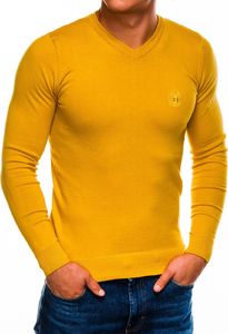 Ombre Sweter męski E74 - żółty L 1