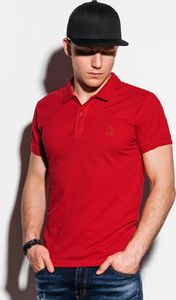 Ombre Koszulka męska Polo bez nadruku S1048 - czerwona S 1