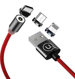 Kabel USB Usams USB-A - USB-C + microUSB + Lightning 1 m Czerwony (70507-uniw) 1