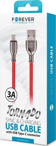 Kabel USB Forever USB-A - USB-C 1 m Czerwony (GSM097162) 2