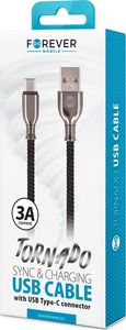 Kabel USB Forever USB-A - USB-C 1 m Czarny (72759) 2
