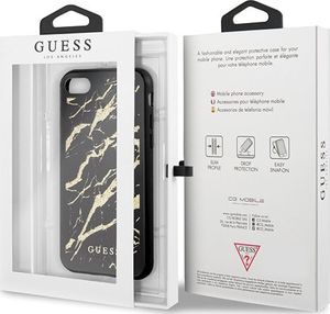 Guess Guess GUHCI8MGGBK iPhone 7/8/SE 2020 czarny/black hard case Glitter Marble Glass uniwersalny 7