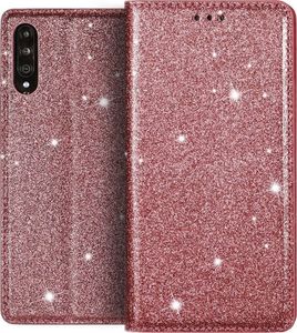 Etui SAMSUNG GALAXY A71 portfel z klapką Flip Magnet Shine Brokat różowe 1