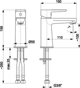 Bateria umywalkowa KFA Neon stojąca chrom (5222-813-00) 2