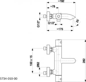 Bateria wannowa KFA Moza ścienne chrom (5734-010-00) 2