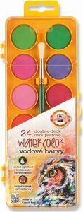 Koh I Noor Farby akwarelowe transparentne 24 kolory + pędzel 1