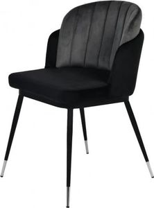 King Home Krzesło MARCEL czarno szare - welur, podstawa czarno-srebrna 1