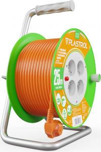 Plastrol przedłużacz bębnowy Standard Line 25m H05VV-F 3x1 4xGS 10A pomarańczowy (W-98947) 4