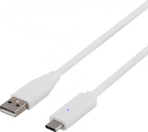 Kabel USB Deltaco USB-A - USB-C 1 m Biały (Deltaco USB Type-C cable - 1m USB Type) 1