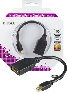 Adapter AV Deltaco DisplayPort Mini - DisplayPort czarny (Deltaco MDP-DP1 - 15cm Mini DisplayPor) 2