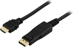 Kabel Deltaco DisplayPort - HDMI 2m czarny (Deltaco DP-3020 - 2m HDMI Type A til D) 1
