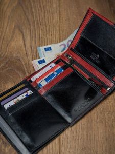 Rovicky Skórzany portfel męski ROVICKY pionowy ze skóry N4-VT2 BLACK-RED 13