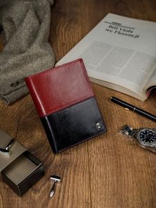 Rovicky Skórzany portfel męski ROVICKY pionowy ze skóry N4-VT2 BLACK-RED 2