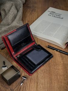 Rovicky Skórzany portfel męski ROVICKY pionowy ze skóry N4-VT2 BLACK-RED 7