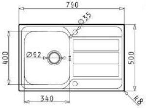 Zlewozmywak Pyramis  1-komorowy Athena z ociekaczem 79 x 50cm inox (100178701) 2