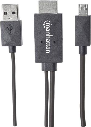 Kabel USB Manhattan adapter MHL Micro-USB 11-pinów na HDMI, łączy smartfon z TV (151511) 1