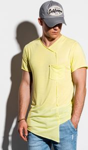 Ombre T-shirt męski bez nadruku S1215 - żółty XL 1