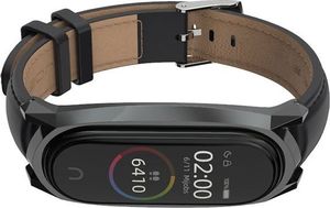Tech-Protect Pasek skórzany Mi Smart Band 5 czarny 2