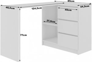 Biurko Nore B16 Białe 124.5 cm x 85 cm 3