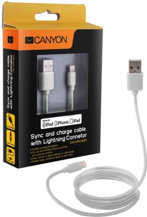 Kabel USB Canyon MicroUSB-Lightning, 1m, Biały (CNS-MFICAB01W) 1