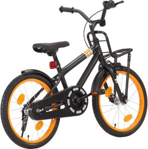 vidaXL Rower dziecięcy z przednim bagażnikiem 18 czarno-pomarańczowy 1
