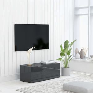 vidaXL Szafka pod TV, szara, wysoki połysk, 80x34x30 cm, płyta wiórowa 1
