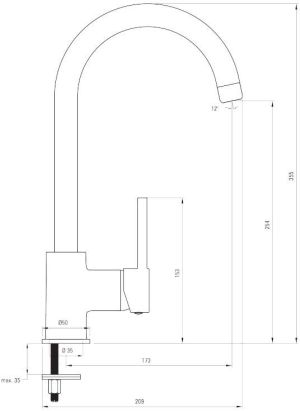 Bateria kuchenna Deante Nemezja stojąca piaskowa (BEN 762M) 2