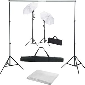 Zestaw studyjny vidaXL Fotograficzny zestaw studyjny z tłem, lampami i parasolkami 1