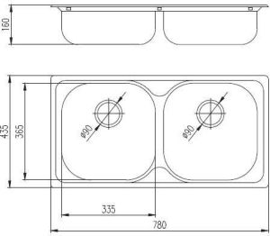 Zlewozmywak Deante  2-komorowy Xylo bez ociekacza 43,5 x 78cm stalowy (ZEX 0203) 3