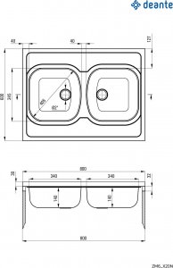 Zlewozmywak Deante Tango ZM6_320N Stal dekor, głębokość komory 140 cm 2