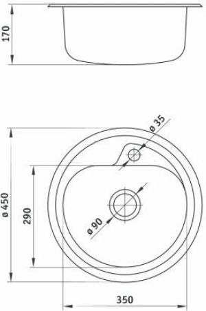 Zlewozmywak Deante  1-komorowy Fiesta okrągły 45cm grafitowy (ZRS 2803) 2
