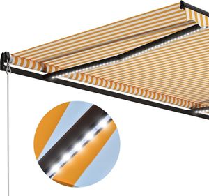 vidaXL Ręcznie zwijana markiza z LED, 300 x 250 cm, żółto-biała 6