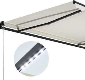 vidaXL Ręcznie zwijana markiza z LED, 300 x 250 cm, kremowa 6