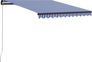 vidaXL Ręcznie zwijana markiza z LED, 300 x 250 cm, niebiesko-biała 3