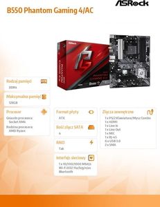 Płyta główna ASRock B550 PHANTOM GAMING 4/AC 6