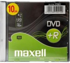 Maxell DVD+R MAXELL 4,7 GB 16x SLIM 10 PACK (275631.40.CN) 1