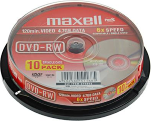 Maxell DVD-RW 4.7 GB 6x 10 sztuk (275892.05.TW) 1