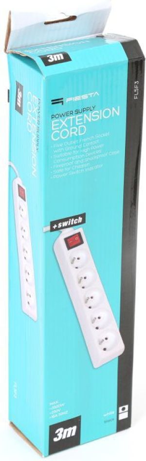 Listwa zasilająca Fiesta 5 gniazd 3 m biała (42045) 2