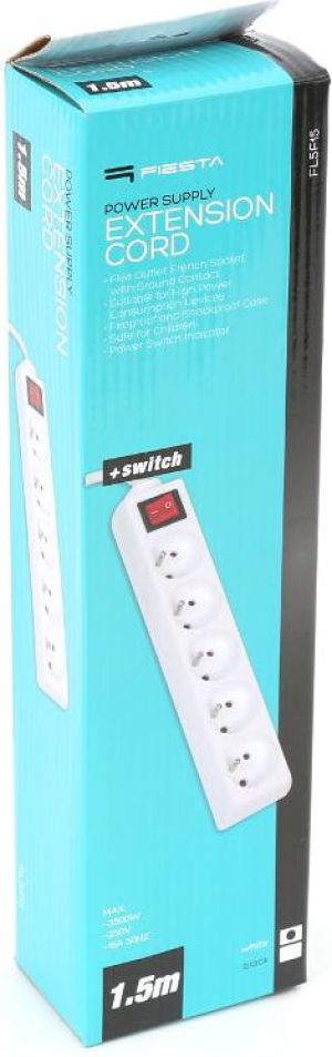 Listwa zasilająca Fiesta 5 gniazd 1.5 m biała (42043) 4