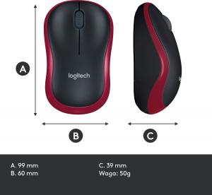 Mysz Logitech M185 Czerwona (910-002240) 10