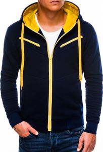 Ombre Bluza męska rozpinana z kapturem AMIGO - granatowo-żółta L 1