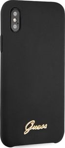 Guess Guess GUHCPXLSLMGBK iPhone X/Xs black/czarny hard case Silicone Vintage Gold Logo uniwersalny 5